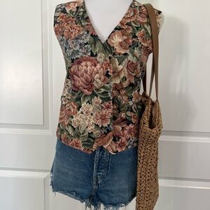 Vintage floral vest - pink lining